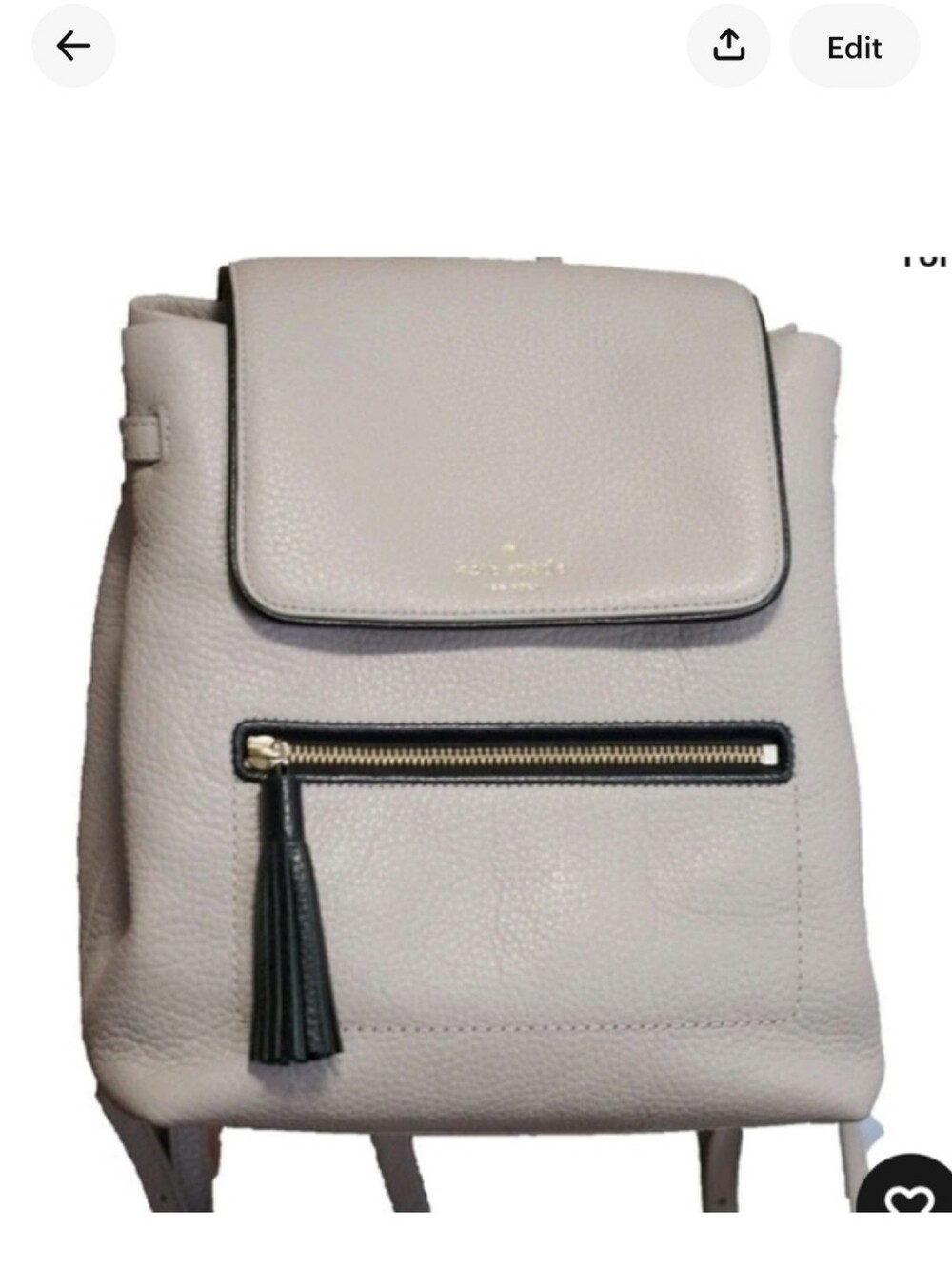 Kate Spade Chester Street Kacy Gray Pebble Leather Backpack